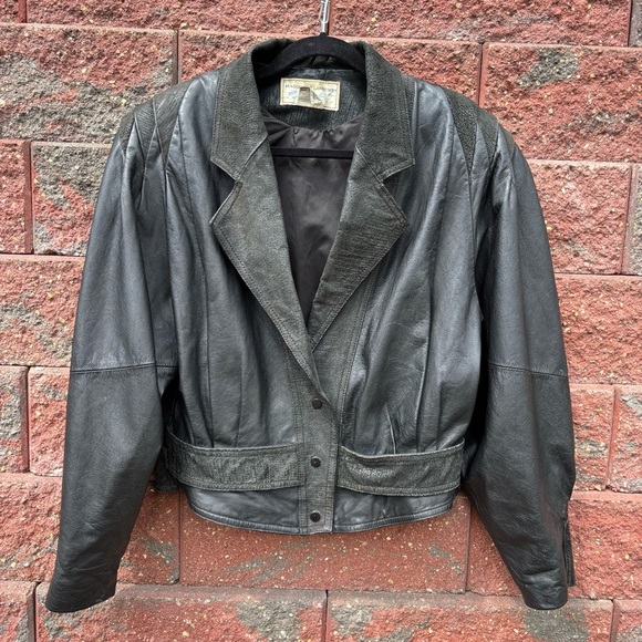 Vintage Leather Jacket Womens Large Maggie Lawrence Sport Edgy Moto Suede Button - Picture 3 of 12